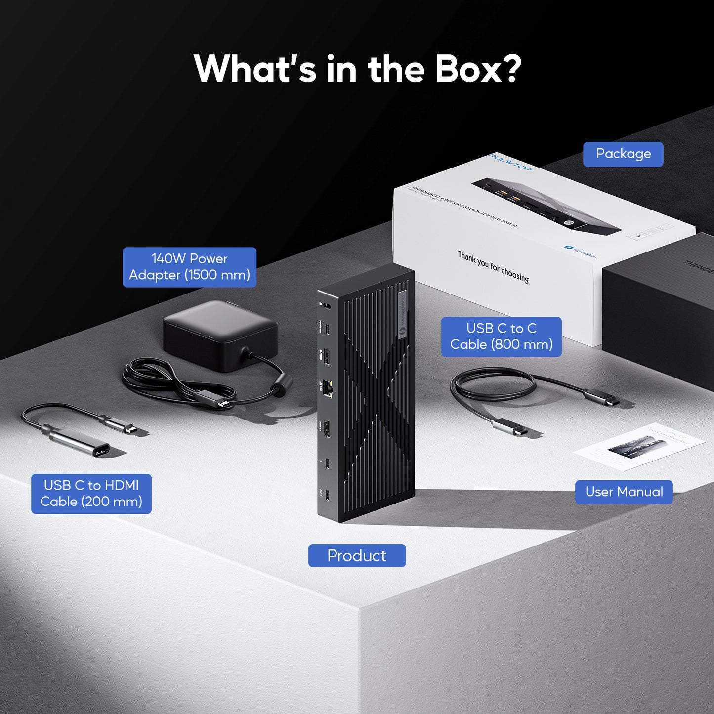 Broway 12-in-1 Thunderbolt 4 PD3.1 Dock with GaN PD 140W adapter
