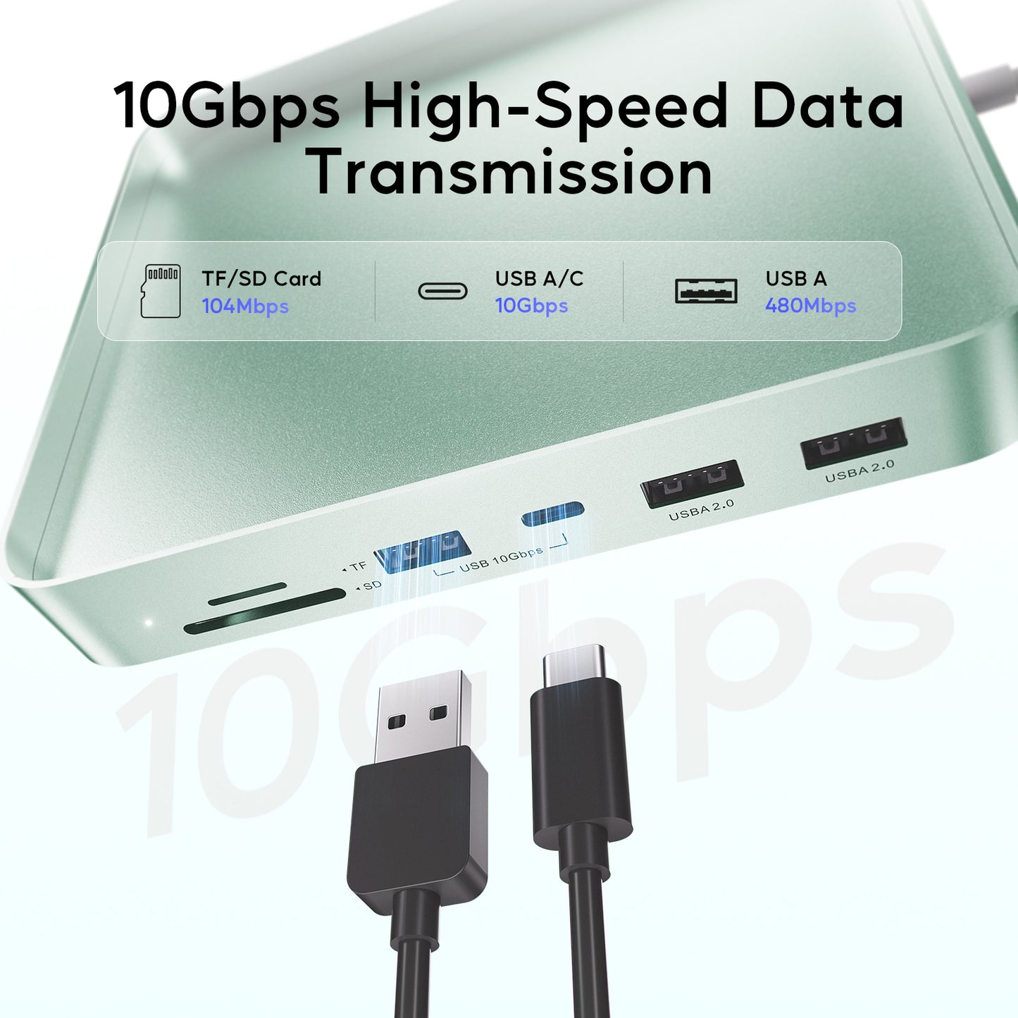Broway 7 in 1 USB Hub Adapter iMac Accessories with USB C/A SD/TF-Green