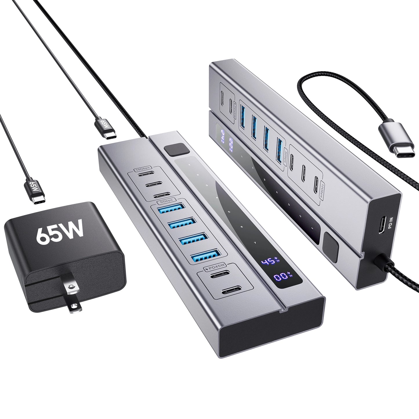 Broway 9-in-1 Powered USB C Hub with 65W PD-in Power