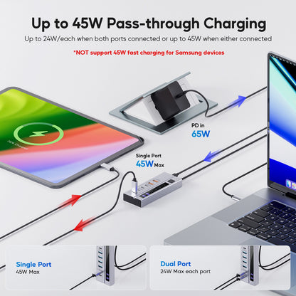 Broway 6-in-1 USB C Hub with 65W PD-in Power Adapter