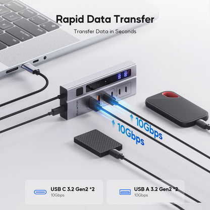 Broway 6-in-1 USB C Hub with 65W PD-in Power Adapter