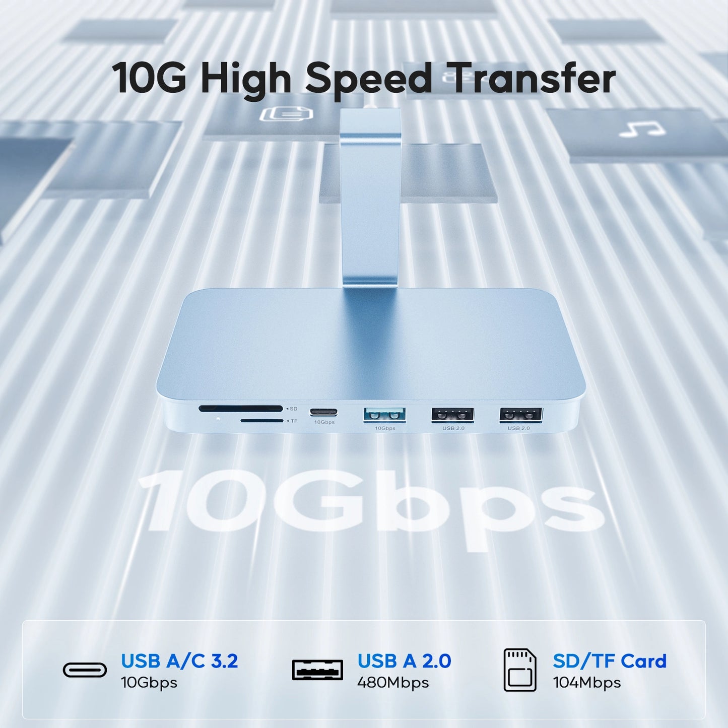 Broway 6-in-1 USB C Hub for iMac 24 inch 2021 M1/2023 M3 and StudioDisplay 27 inch