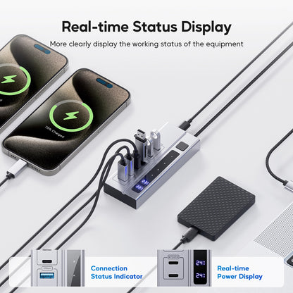 Broway 6-in-1 USB C Hub with 65W PD-in Power Adapter