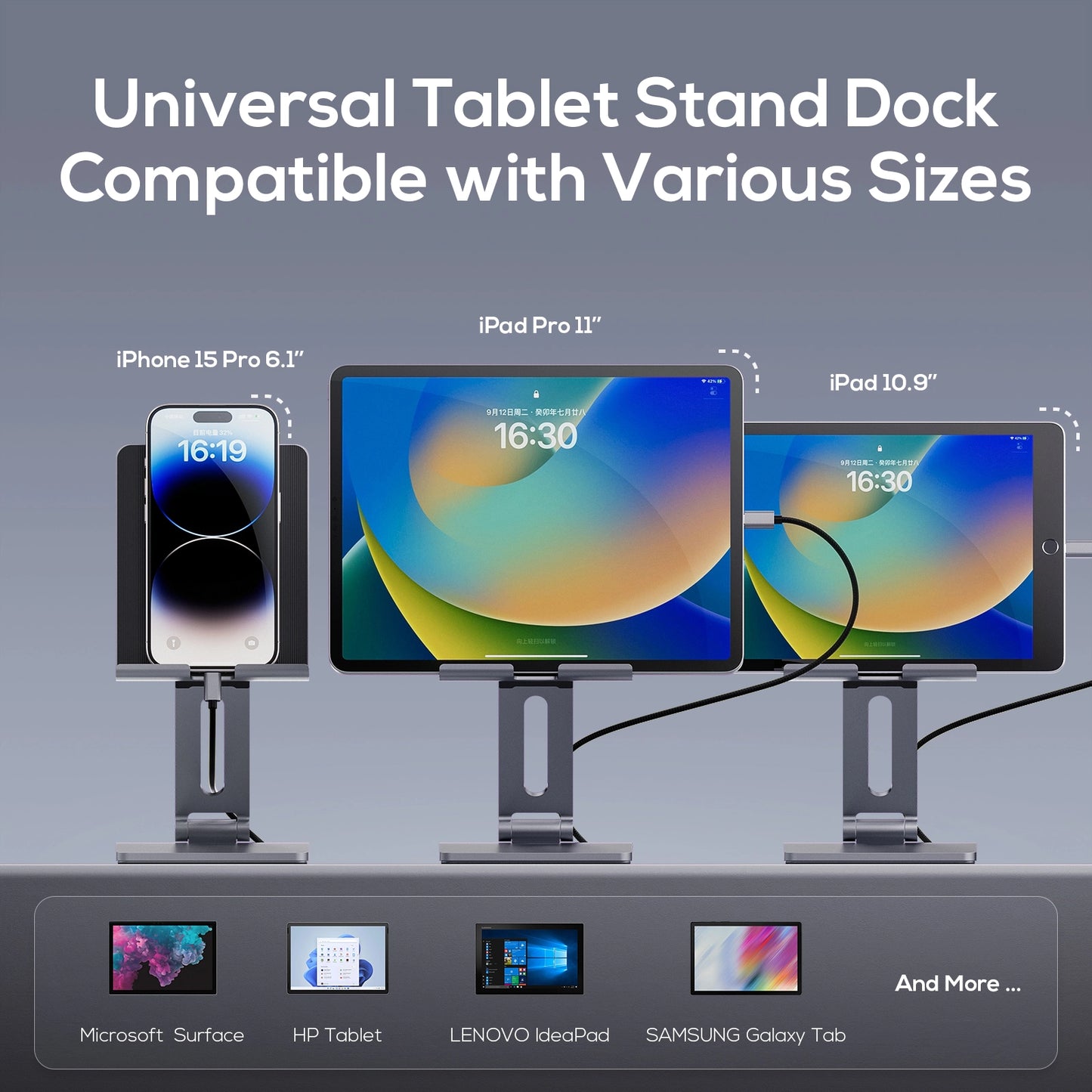 Broway 6-in-1 iPad Stand, Laptop Docking Station
