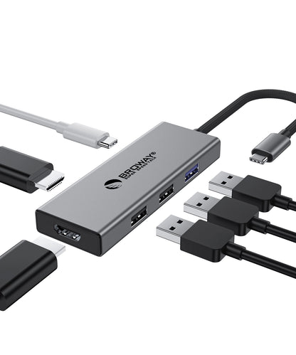 Broway 6 in 1 USB C HUB Multiport Adapter Dock for Laptop MacBook Air iPad Pro XPS