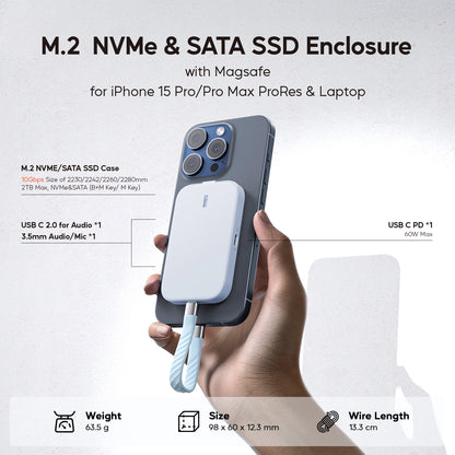 Magnetic SSD Enclosure for iPhone 15 Pro/Max ProRes