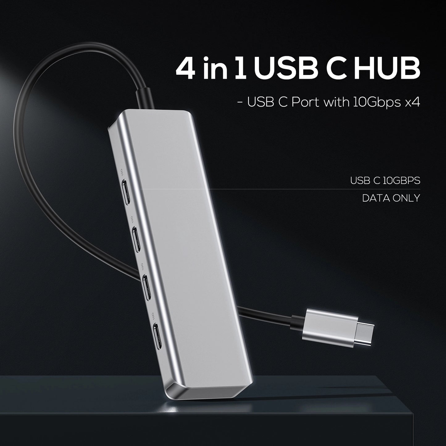 Broway 4 in 1 USB C Hub 10Gbps,  for Laptop with 4 USB 3.0 Ports