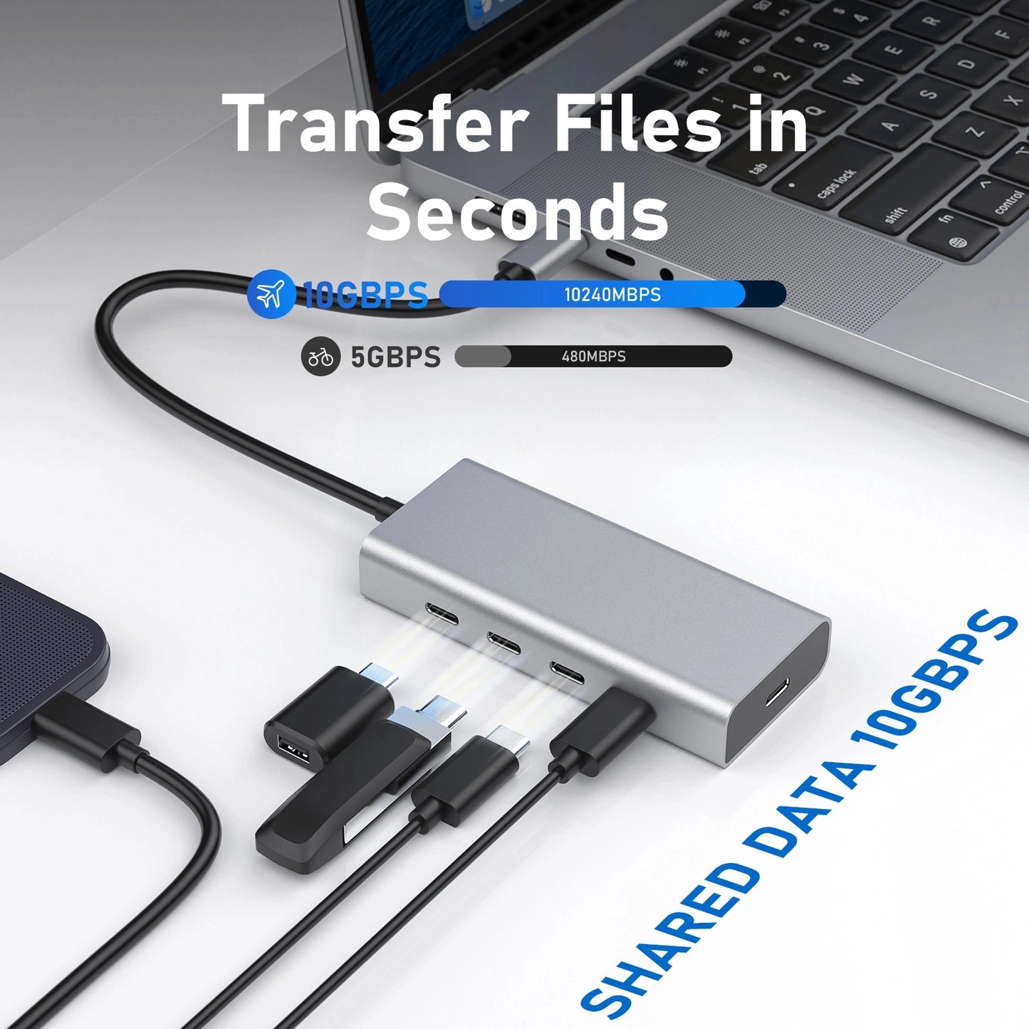 Broway 5 Port USB C Hub 10Gbps for Laptop