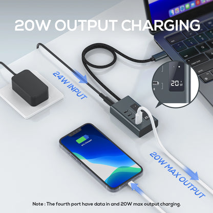 Broway 4-in-1 USB C Hub  with GaN PD 24W adapter