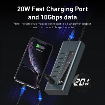 Broway 7-in-1 USB C Hub  with GaN PD 36W adapter