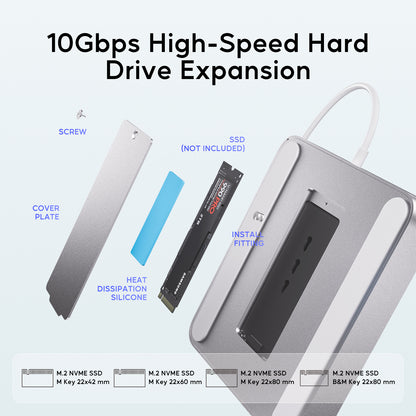 Broway 7 in 1 USB Hub Adapter iMac Accessories with USB C/A SD/TF-Sliver