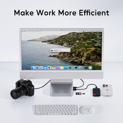 Broway 7 in 1 USB Hub Adapter iMac Accessories with USB C/A SD/TF-Sliver
