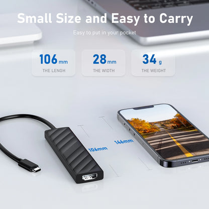 Broway 5 in 1 USB C HUB,USB C Hub Multiport Adapter to HDMI 4K 30Hz, USB 3.0, TF/SD Card Reader