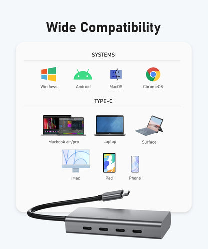 Broway 4 Port USB C Hub 10Gbps for Laptop