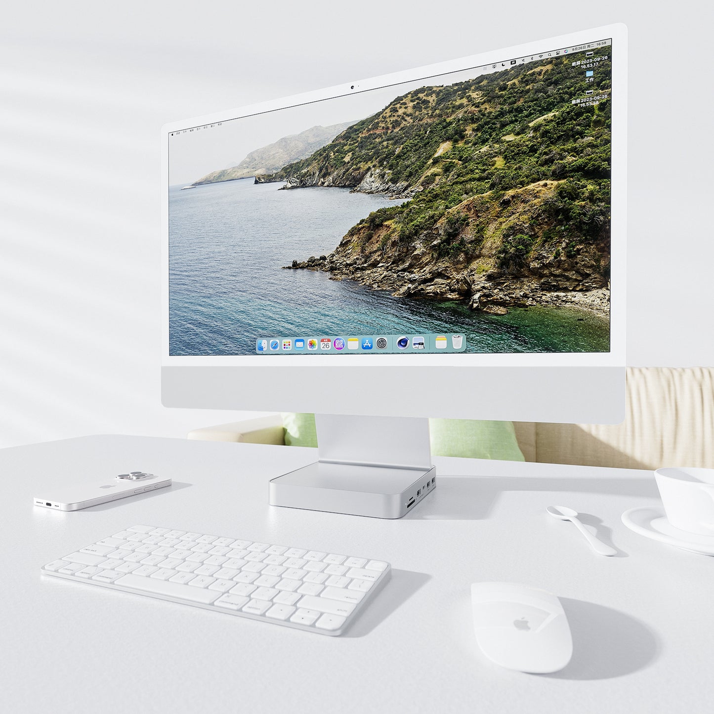 Broway 7 in 1 USB Hub Adapter iMac Accessories with USB C/A SD/TF-Sliver